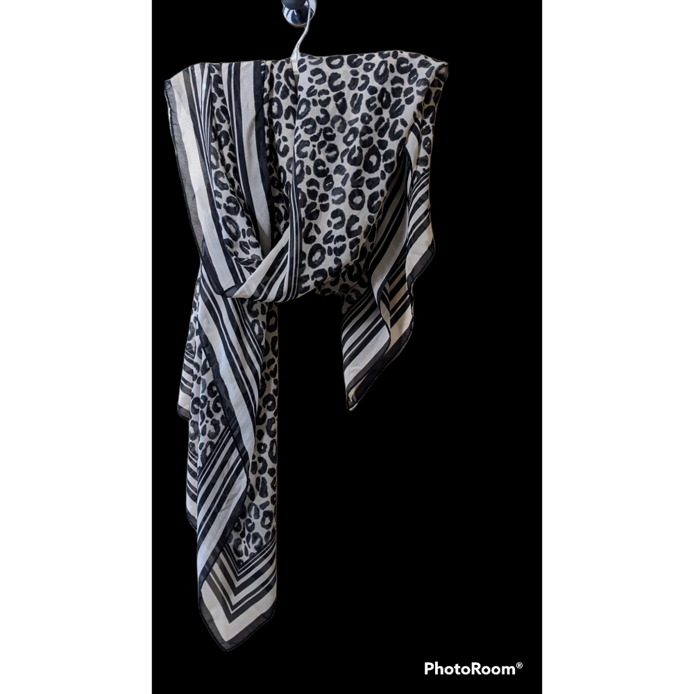 Wide Long Silky Scarf Animal Leopard Print NWT Wrap Lightweight
